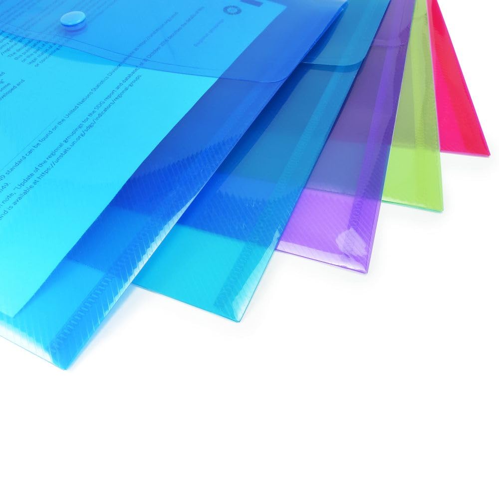 RAPESCO Popper Wallets 1665 - A4+ Capacity, 150 Sheets, Assorted Transparent Colours | Pack of 10 3