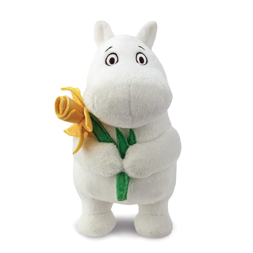 Aurora Moomin Standing with Daffodil - 16 cm White Soft Toy