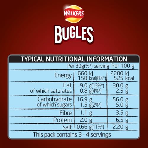 Walkers Bugles Southern Style BBQ Flavour Crisps, 110g Sharing Bag