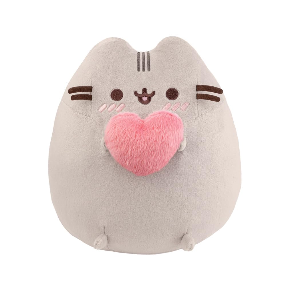 AURORA Pusheen with Heart Soft Toy | 9In Grey Plush | Eco-Friendly Fill | Suitable from Birth
