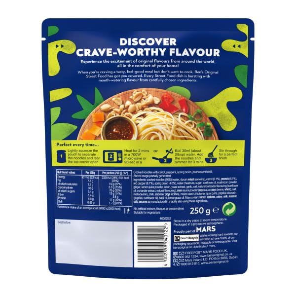 Ben's Original - Street Food Thai Stir Fry Style Noodles Ready Meal (6 x 250g)