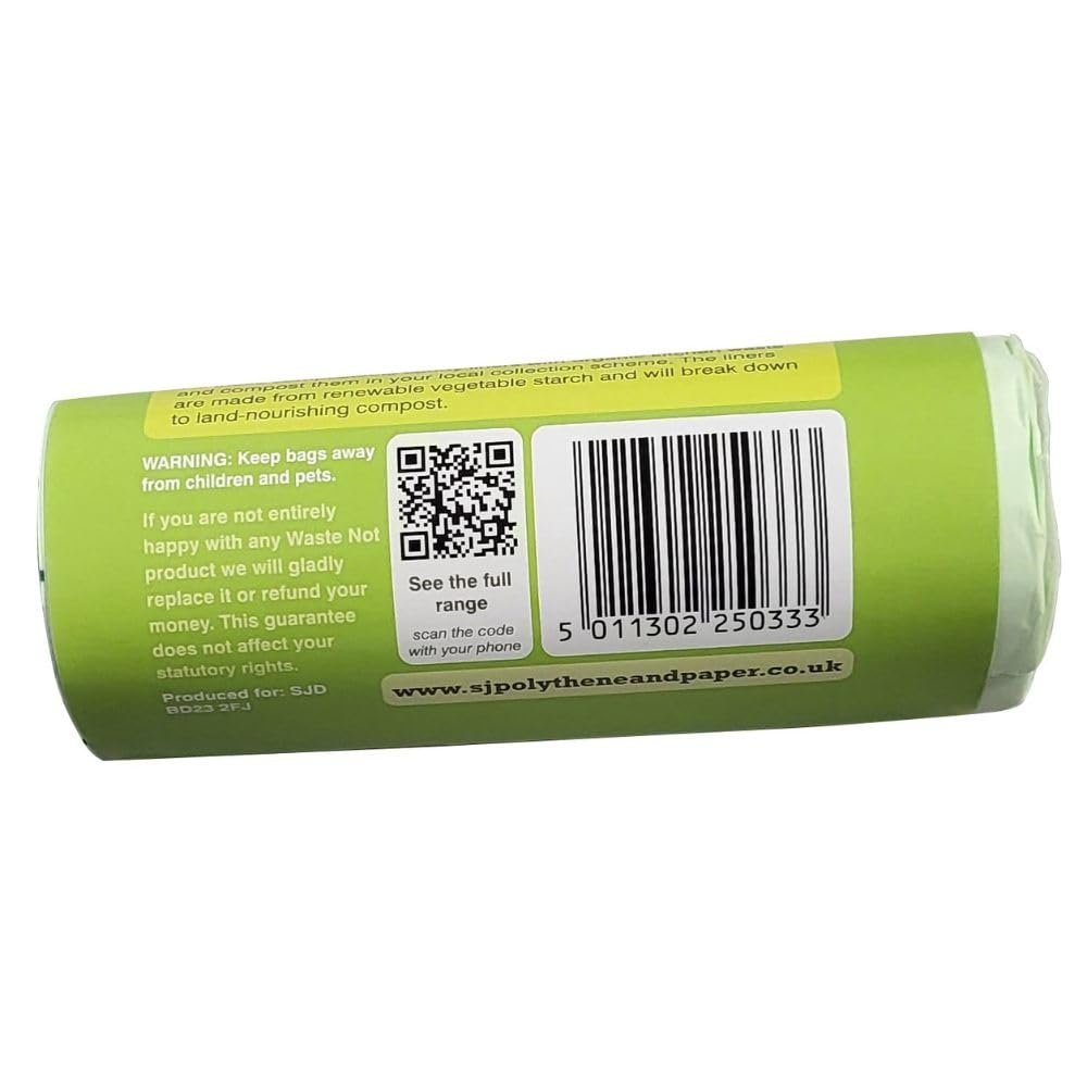 Waste Not Compostable Caddy Liners - 10L Capacity, Pack of 20, Biodegradable 2