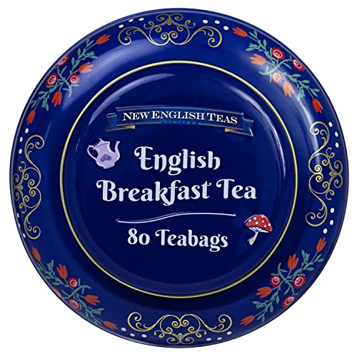 New English Teas Midnight Alice in Wonderland Tea Caddy with 80 English Breakfast Teabags 10