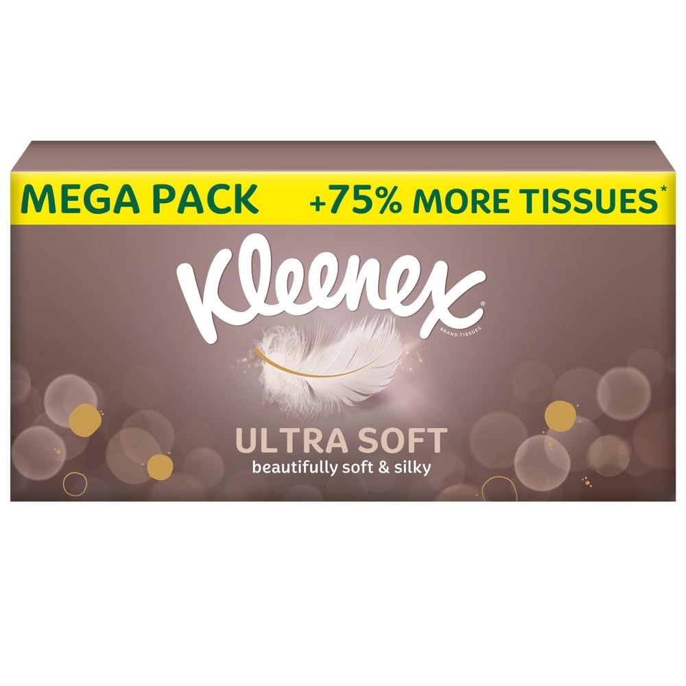 Kleenex Ultra Soft Facial Tissues - 3 Ply, Unscented, 112 Sheets per Box