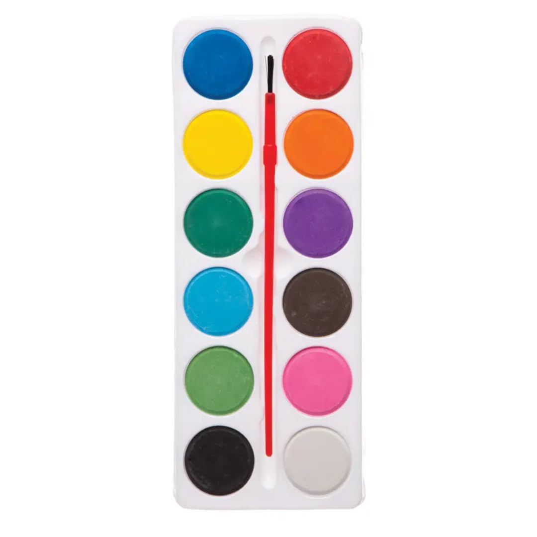 Baker Ross Watercolour Paint Blocks Set - Pack of 5 Kids Painting Kits with Brush | Non-Toxic