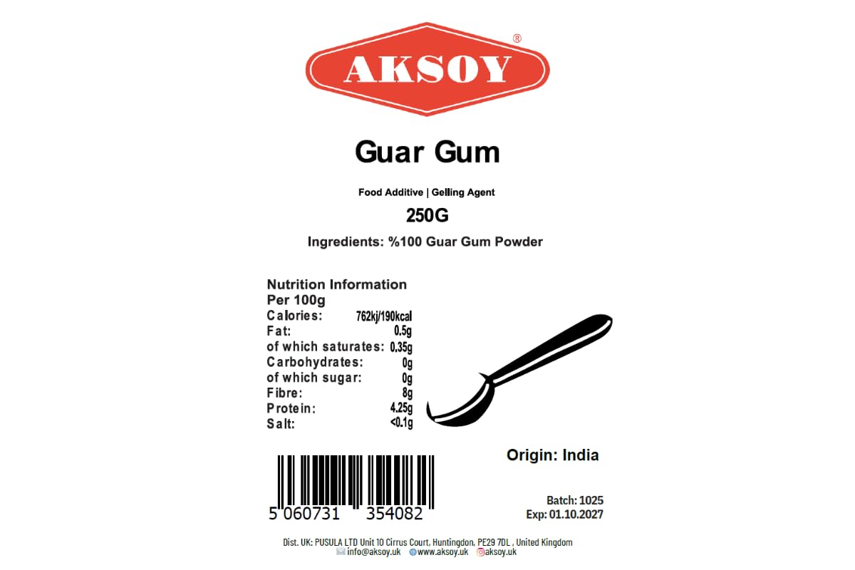 AKSOY Guar Gum Powder - Natural Thickener & Stabiliser | 250g Fine Powder 2