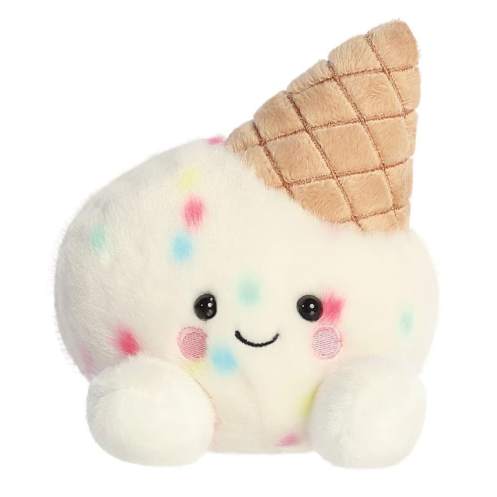 AURORA Palm Pals Sprinkle Ice Cream Soft Toy - Bean-Filled, 13cm, White & Brown