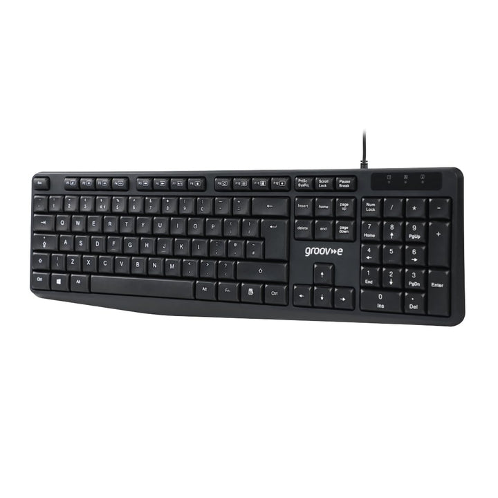 groov e Wired Full-Size Keyboard - Ergonomic USB QWERTY Keyboard for PC and Laptop