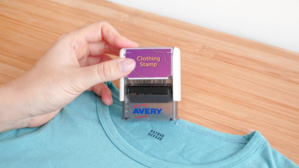 AVERY Clothing Name Stamp - Customisable for Kids & School | 1,000+ Impressions | Wash/Dry Safe 3