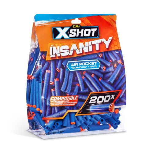 XShot Insanity 200 Dart Refill Pack by ZURU - Air Pocket Technology Darts for XShot and Compatible Foam Blasters