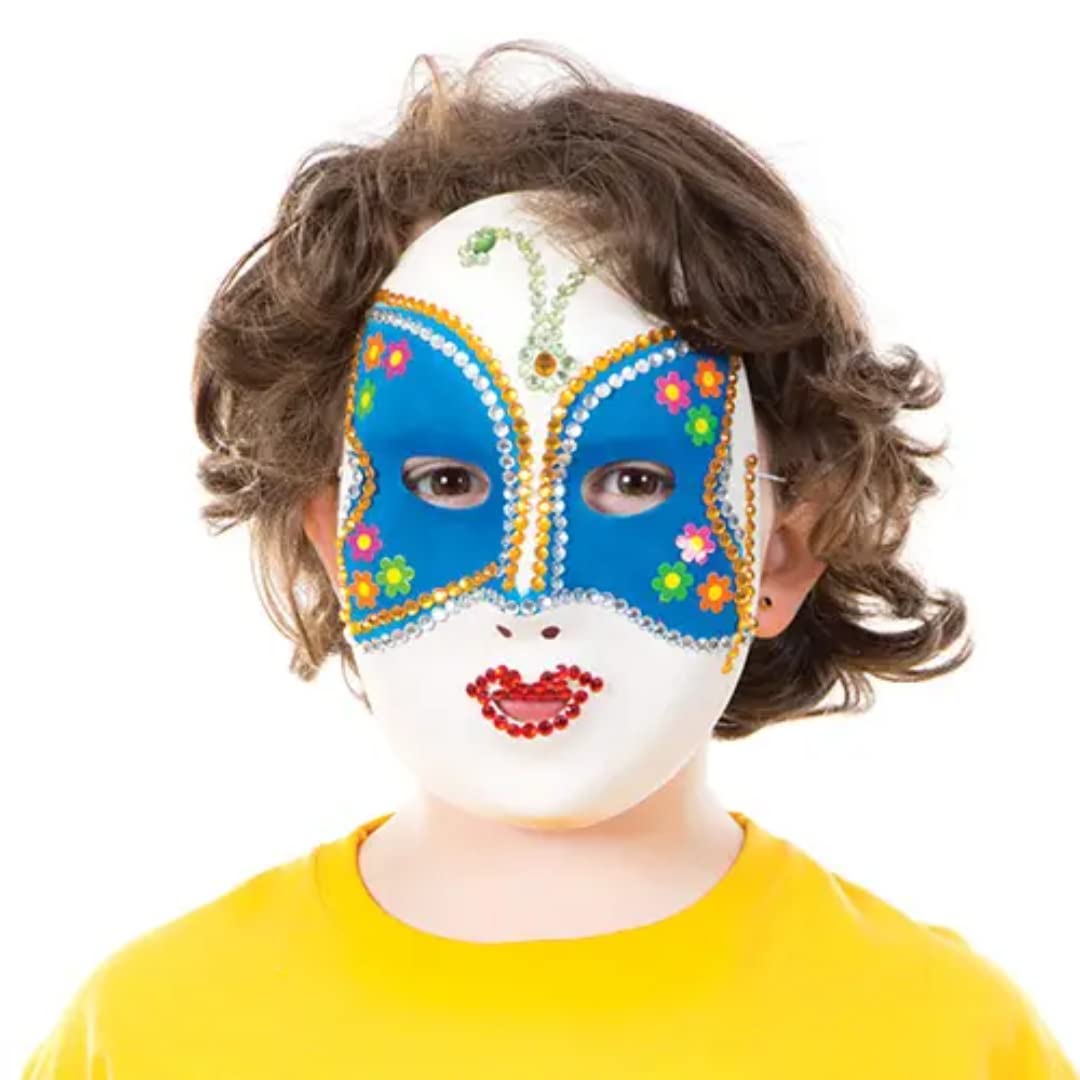 Baker Ross EK3083 Flocked Mask Kits - White, 18cm x 16cm, Pack of 8 | DIY Craft Accessory 2