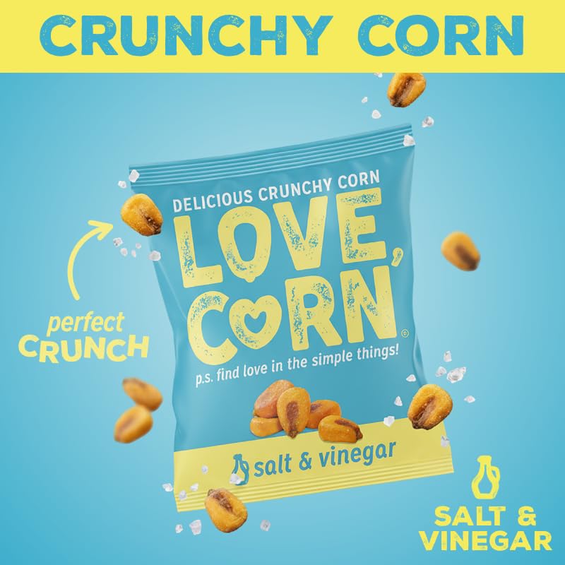 LOVE CORN Crunchy Corn Snack - Salt & Vinegar Flavour | 24 x 20g Packs 3
