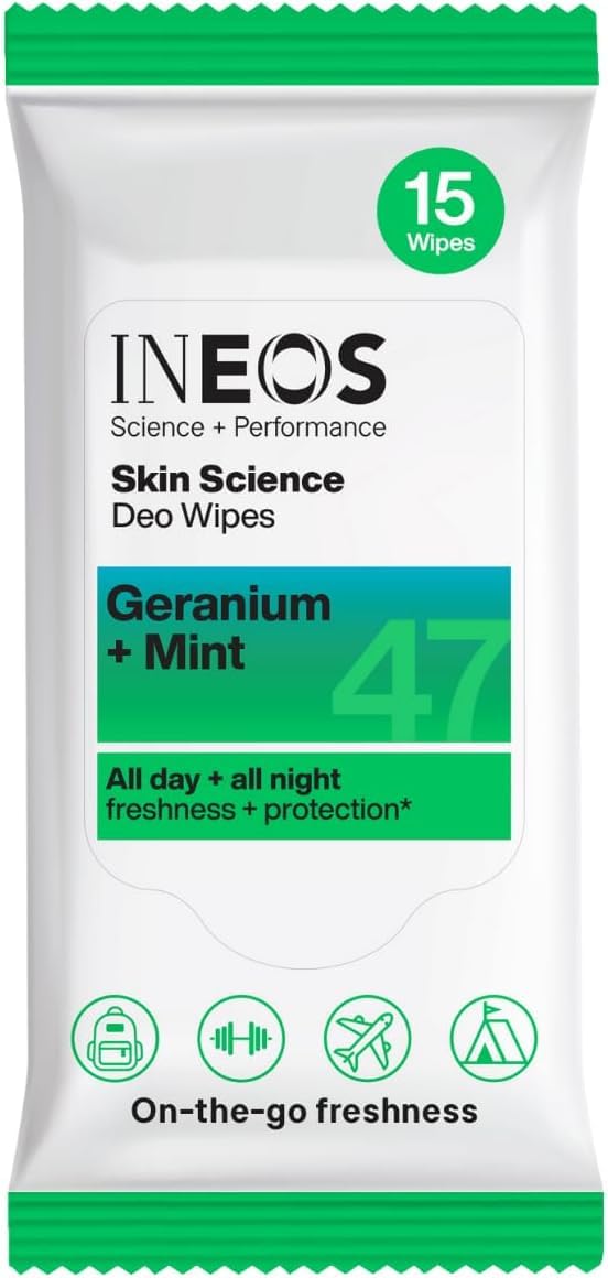 INEOS Hygienics Deo Wipes - 15 Wipes - Geranium + Mint