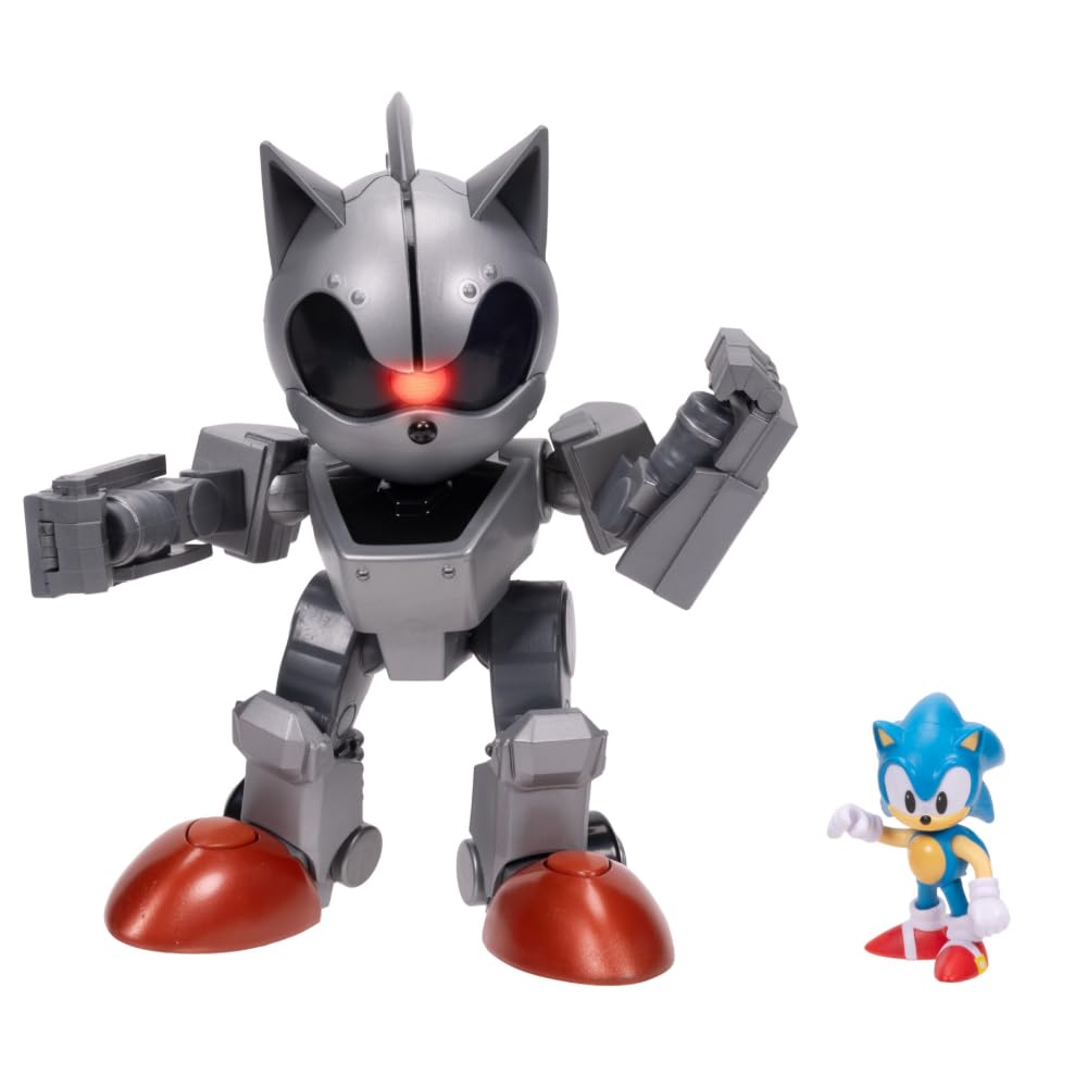 Giant Mecha Sonic vs Sonic - 8-inch Action Figure Playset with Light-Up Eyes 2