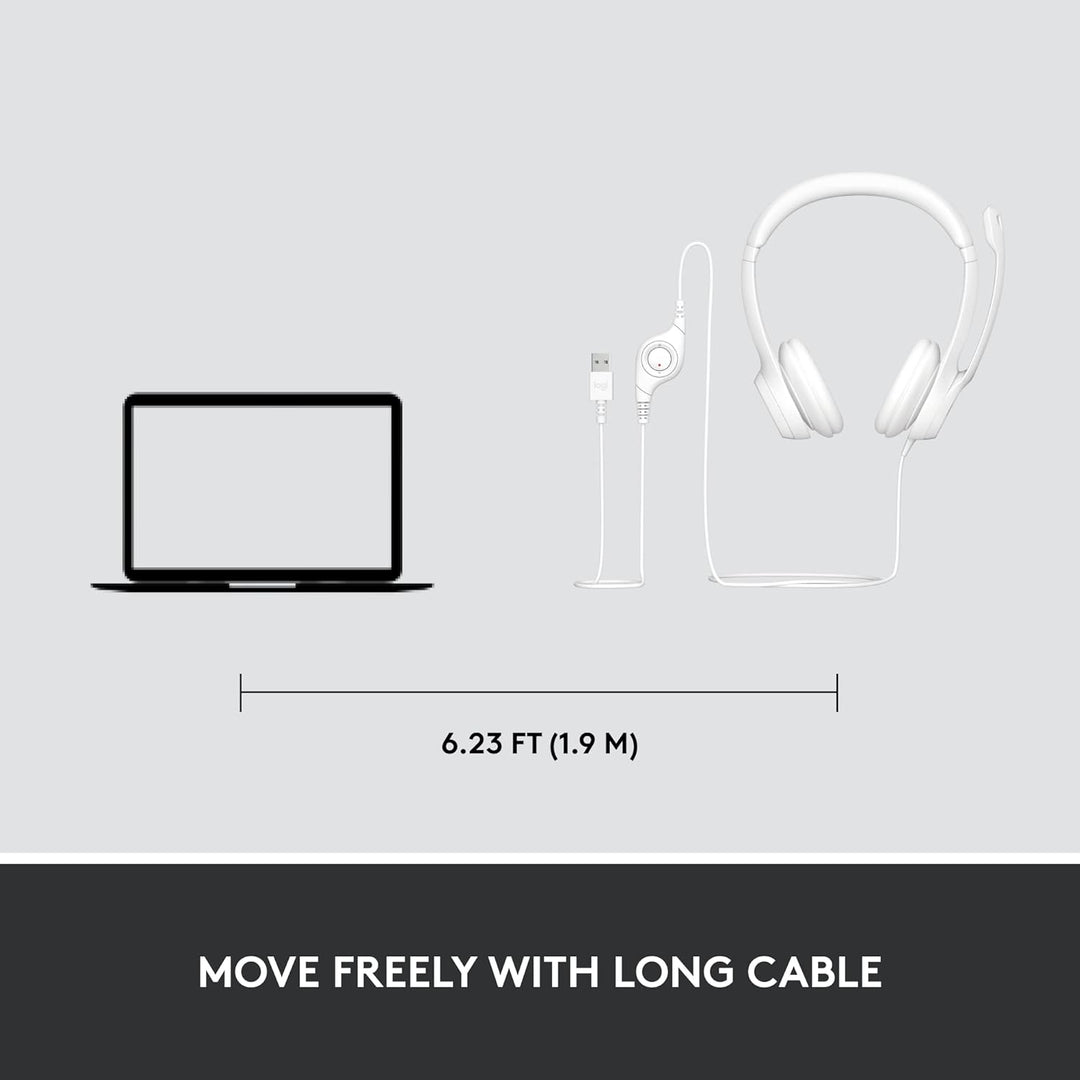 Logitech H390 Wired USB Headset with Noise-Cancelling Mic for PC, Chromebook, Laptop - Stereo Sound, In-line Controls, 1.9m Cable