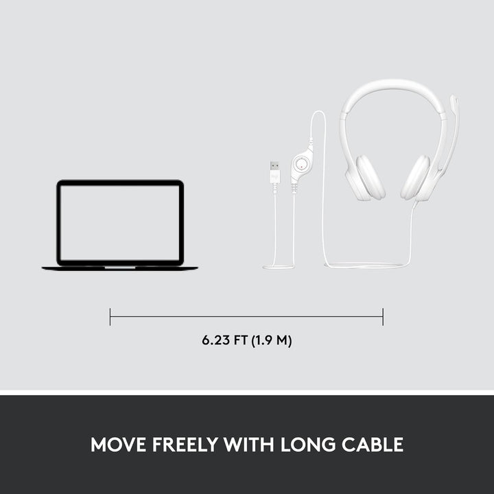 Logitech H390 Wired USB Headset with Noise-Cancelling Mic for PC, Chromebook, Laptop - Stereo Sound, In-line Controls, 1.9m Cable
