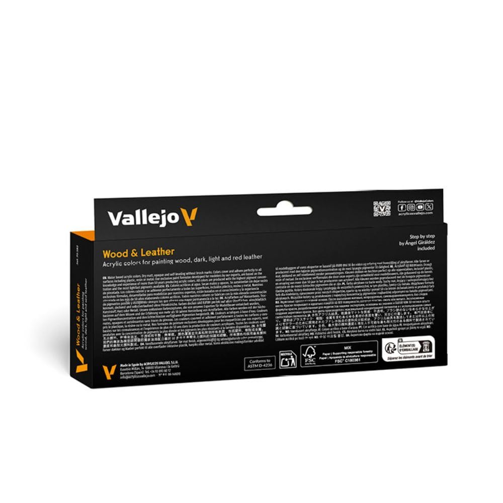 Vallejo Model Color Acrylic Paint Set - Wood and Leather | 8 Shades | 18ml Bottles 3