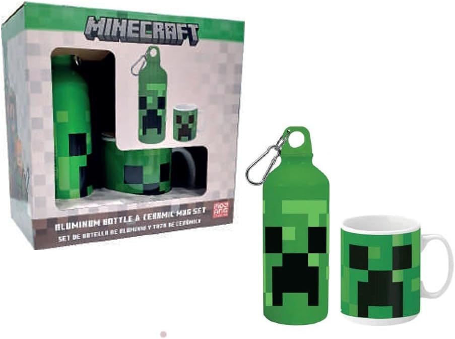 Kids Licensing Cup and aluminium drinking bottle set, 500 ml, Minecraft