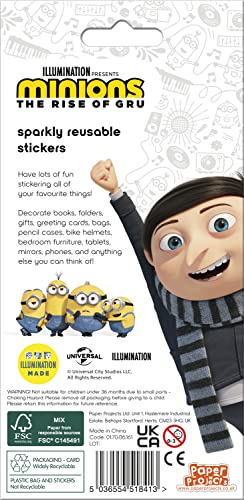 Paper Projects Minions: The Rise of Gru Sparkly Reusable Stickers - Reusable | 19.5cm x 9.5cm 2