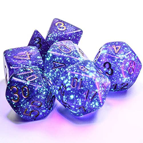 Chessex Borealis Royal Purple Luminmary Dice Set - 7-Piece Polyhedral Dice Set for Tabletop Gaming (CHX27587)