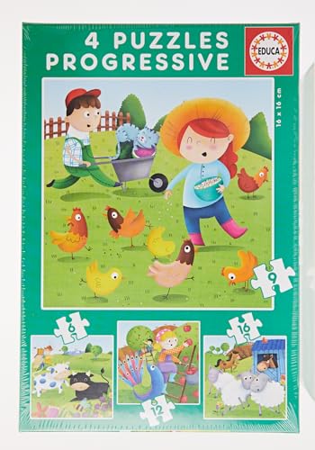 Educa Progressive Puzzle Farm Animals Jigsaw Puzzle Set (17145)