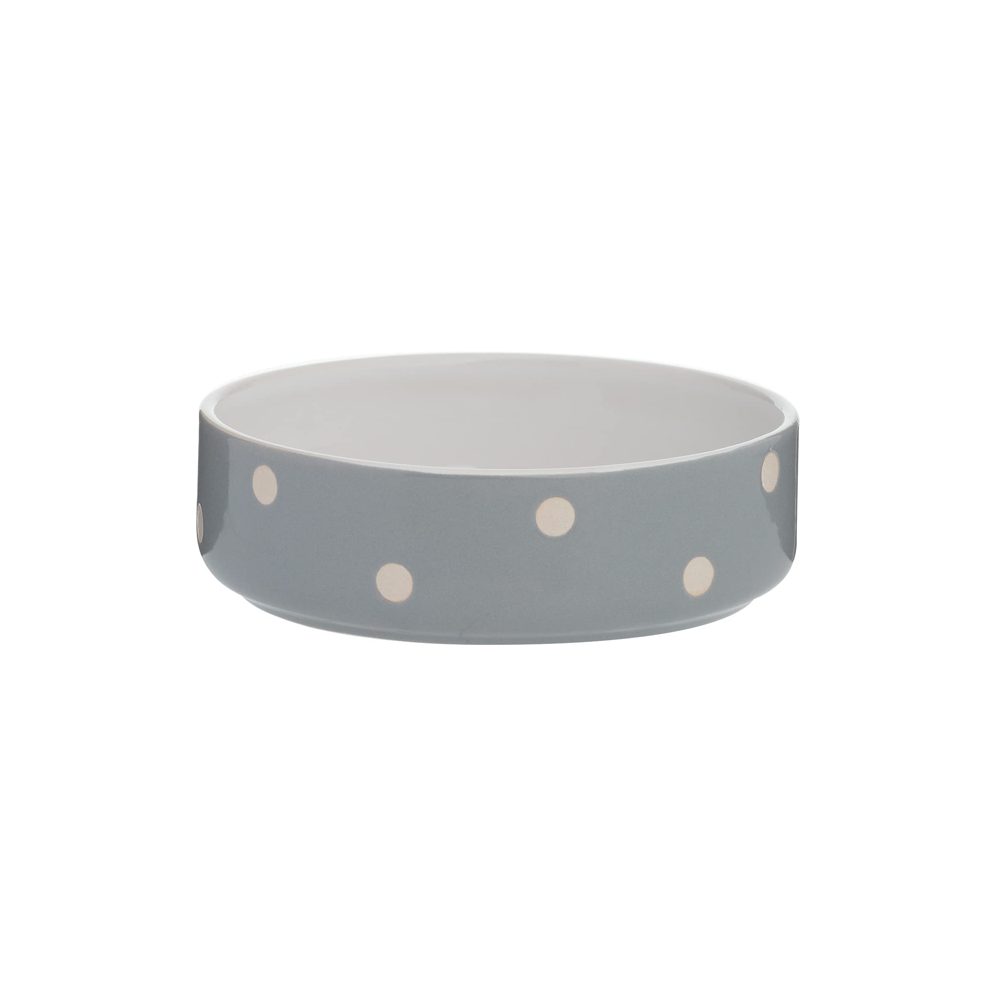 Mason Cash Polka Dot Pet Bowl - Grey, 13 cm | Dishwasher Safe | For Wet/Dry Food & Water
