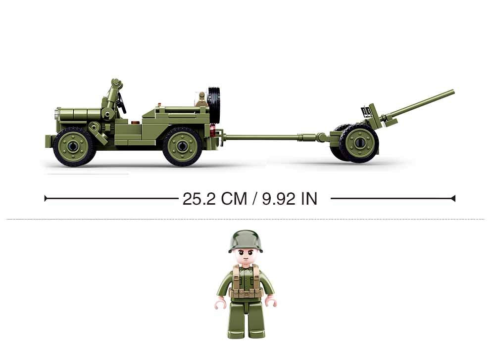 Sluban WW2 Series - Allied Jeep with Artillery Cannon Building Set 2