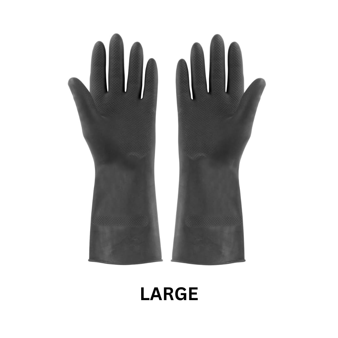 Elliott - 2-Piece Large Extra Tough Rubber Gloves, Black