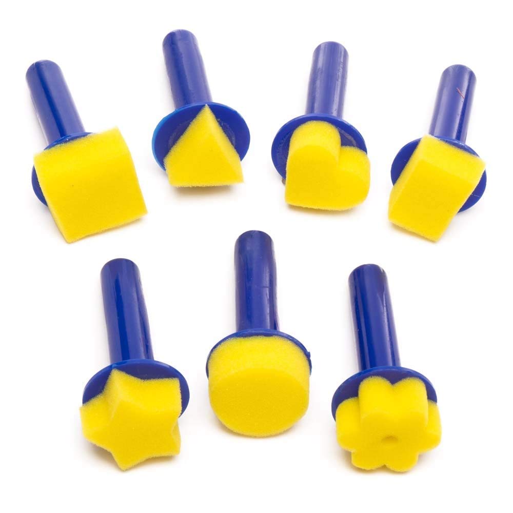 Baker Ross FE293 Sponge Paint Dabbers - Pack of 8 Assorted Shapes for Kids Art & Craft Painting