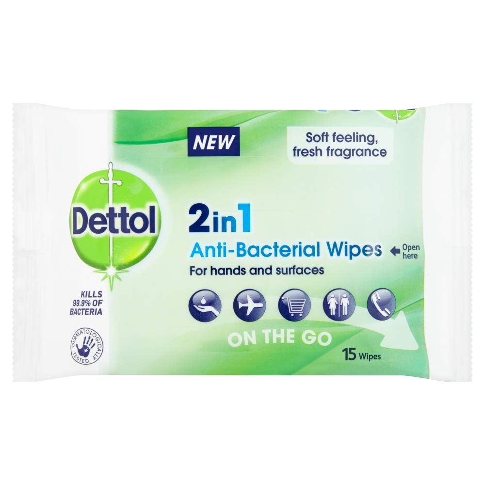 Dettol Antibacterial Hand and Surface Wipes - Kills 99.9% Bacteria | 135 Wipes (9 x 15 Count) 2