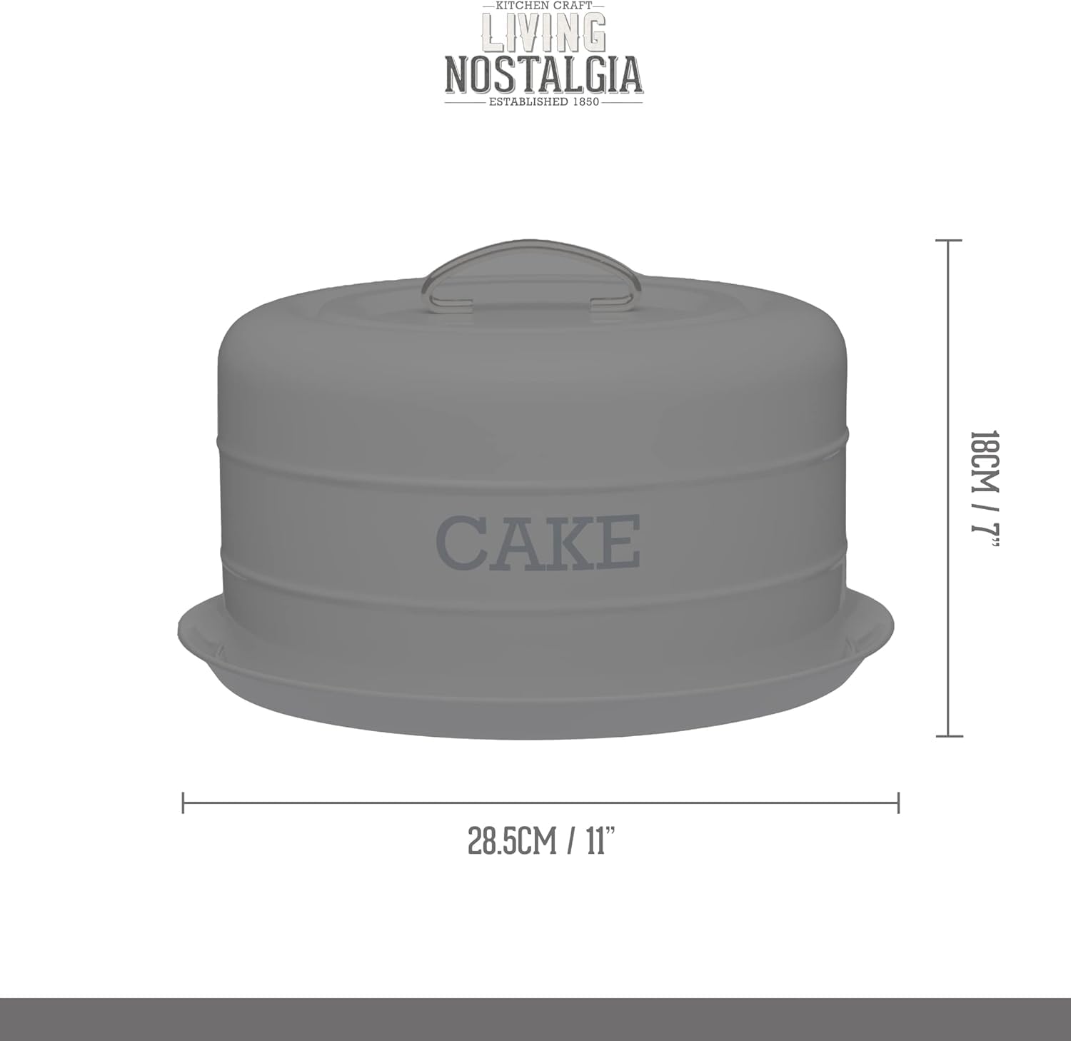 KitchenCraft Living Nostalgia Cake Storage Tin - Airtight Cake Dome, 28.5 x 18 cm, English Sage Green 2
