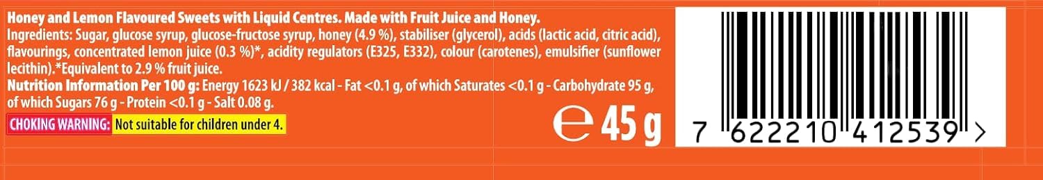 HALLS Soothers Honey & Lemon Flavoured Lozenges - Soothing Liquid Centre | 45 g Pack 2