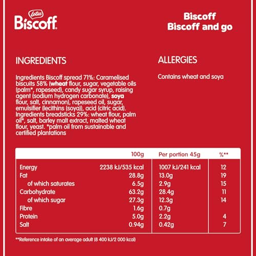 Lotus Biscoff & Go Snack Packs (Pack of 8) - Original Caramelised Biscuit Spread with Breadsticks
