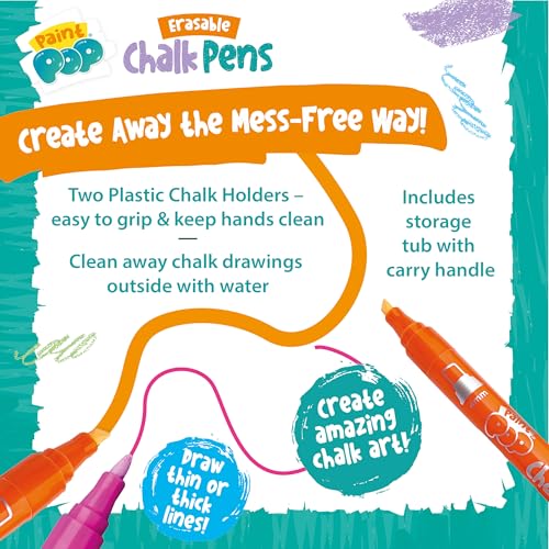 Paint Pop Erasable Liquid Chalk Pens - Mess Free Fine Tip for Glass & Whiteboards | 10 Assorted Colours 3