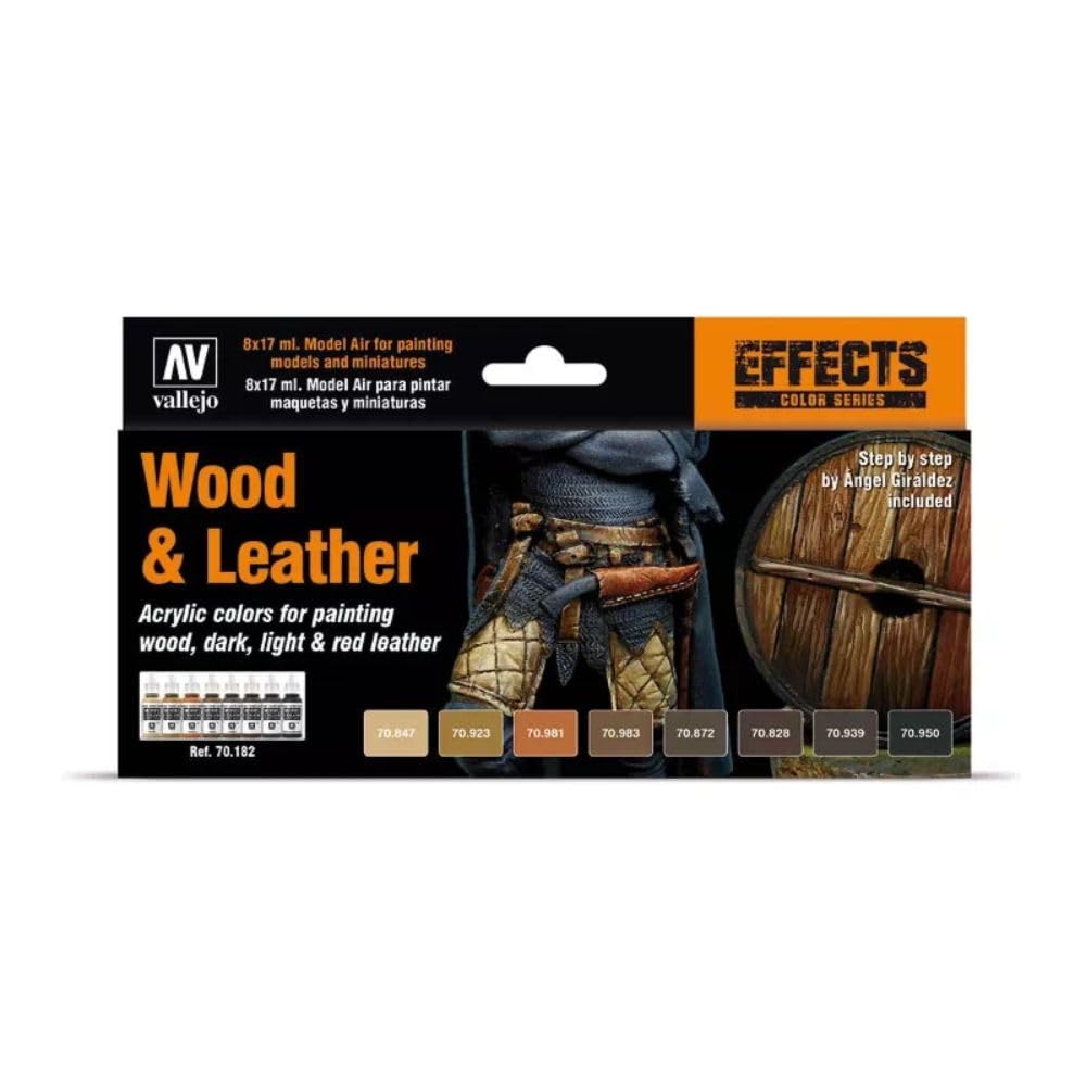 Vallejo Model Color Acrylic Paint Set - Wood and Leather | 8 Shades | 18ml Bottles 6