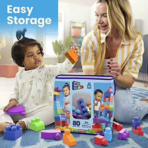 Mega Bloks First Builders Big Building Bag - 80 Pieces | Ages 1+ | Easy Storage