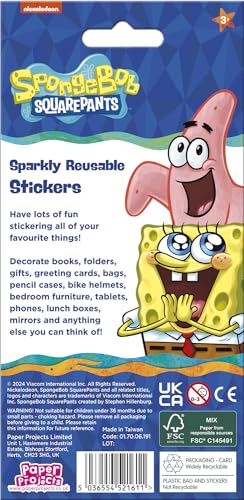 Paper Projects SpongeBob SquarePants Sparkly Reusable Foil Stickers | Multi Coloured 2