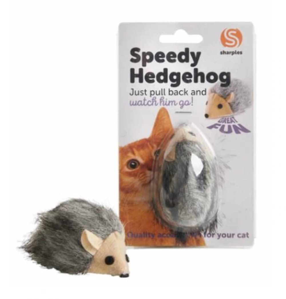Sharples Ruff 'N' Tumble Speedy Hedgehog Cat Toy | Plastic | Grey | Launcher Type