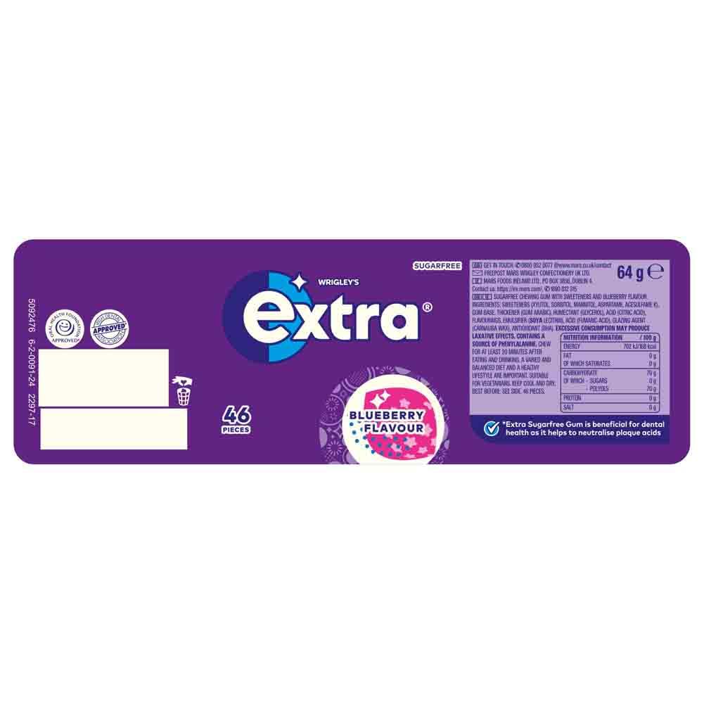 Extra - Blueberry Sugarfree Chewing Gum Bottle (46 Pieces)