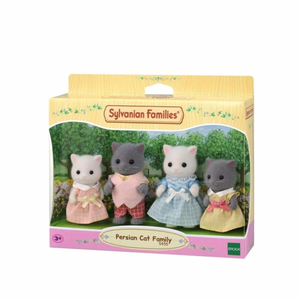 Sylvanian Families Persian Cat Family Doll Set - 4 Posable Figures | Removable Clothing | Pocket-Size 5