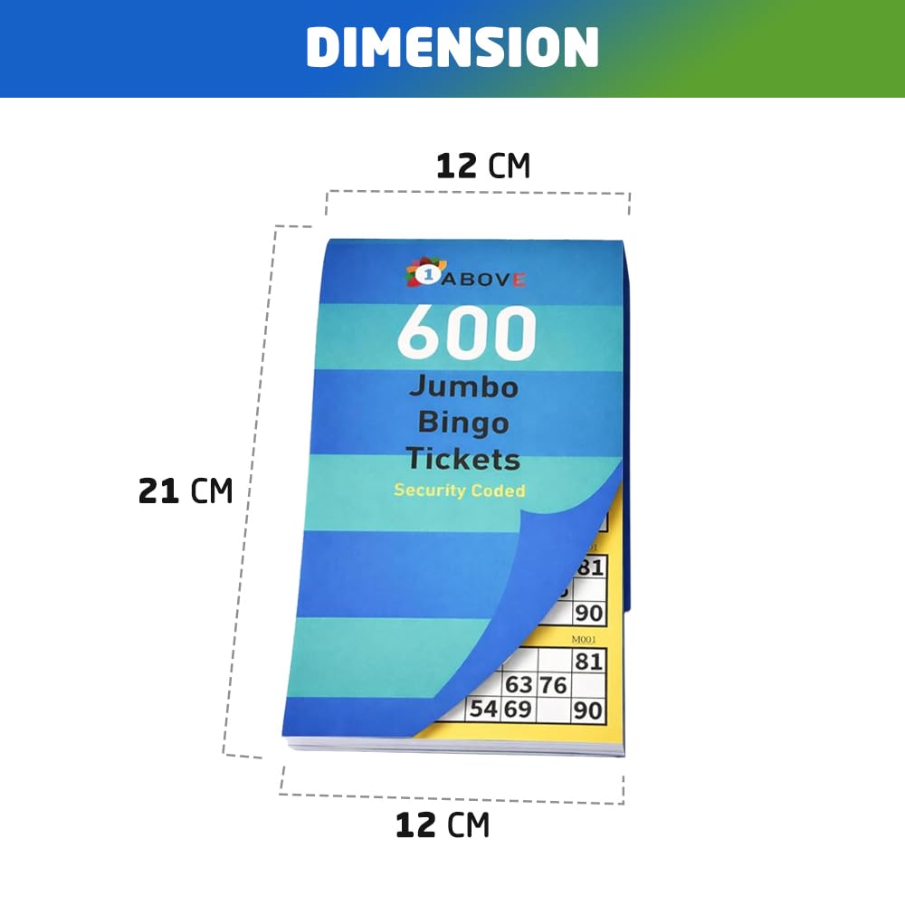 1ABOVE Bingo Books - 2 Pack Jumbo Tickets with Large Bold Numbers | Paper | Unisex Adult 2