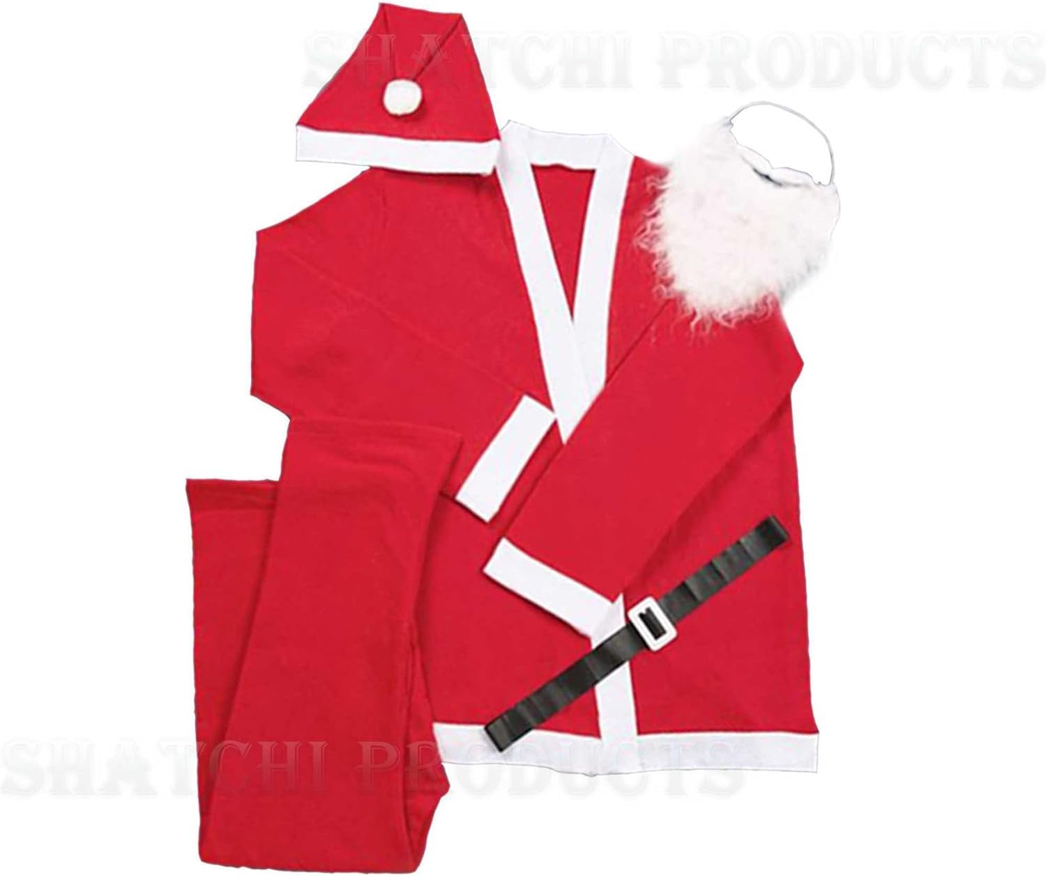 SHATCHI 5-Piece Adult Santa Claus Costume Suit - Felt Christmas Cosplay Outfit 4