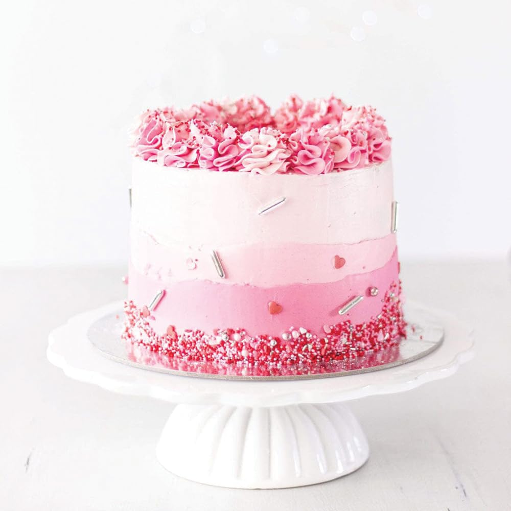 Happy Sprinkles Love! Edible Cake Toppers - 90g Pink, Red & Silver Sprinkle Mix