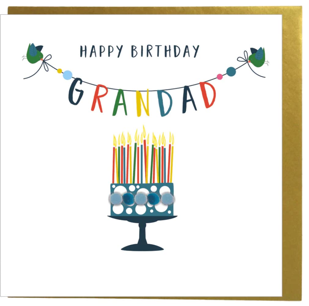 Claire Giles Greeting Cards Pom Pom Happy Birthday, Grandad | 150x150mm | Heavy 350gsm Card 2