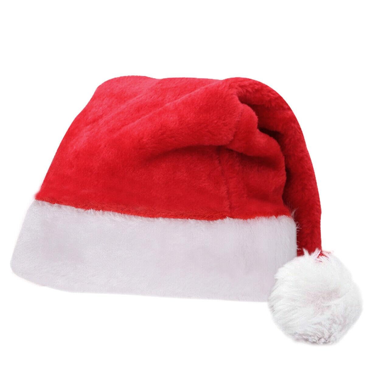 SHATCHI Deluxe Christmas Santa Hat - Red/White, Adult Festive Costume Headwear