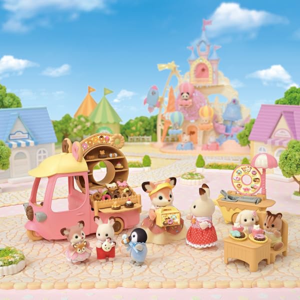 EPOCH Sylvanian Families Doughnut Trolley Playset | Includes 33 Pieces | Ages 3+ 3