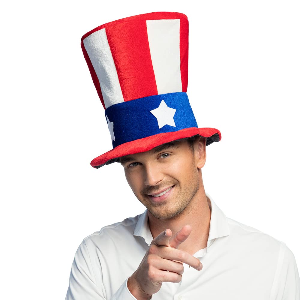 Boland Uncle Sam Hat - Patriotic Stars & Stripes Design, One Size Fits Most Adults