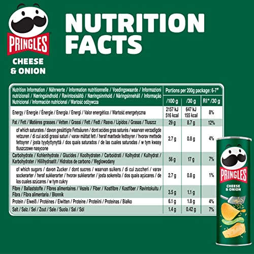 Pringles Cheese & Onion Sharing Crisps 185g (Pack of 4) 6