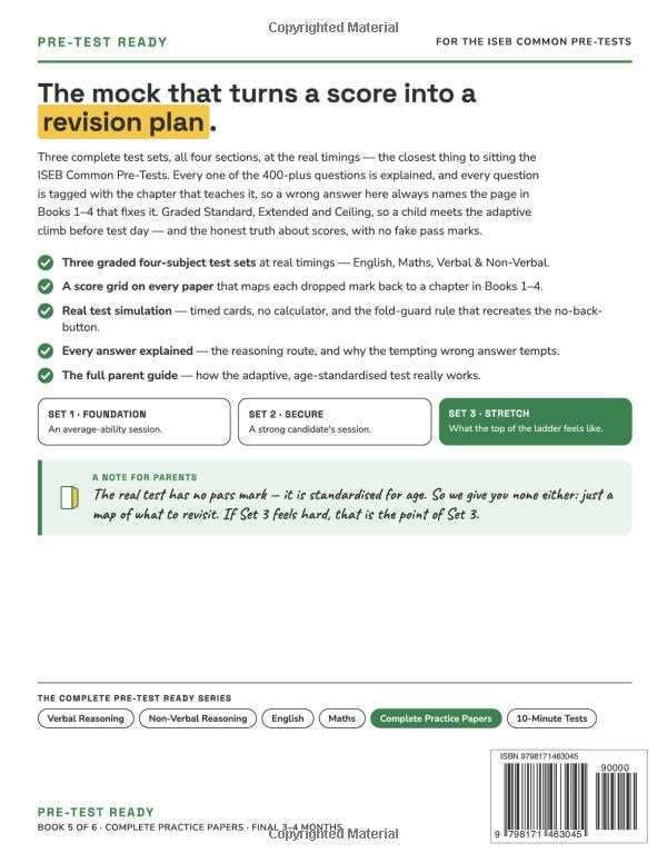 ISEB Common Pre-Tests Complete Practice Papers - 3 Full 11+ Mock Tests, Years 5–6