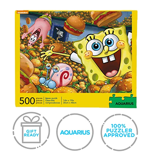 signs-unique Aquarius SpongeBob SquarePants Jigsaw Puzzle (500 Piece) - Licensed, Multi-Colored, 480mm x 350mm Completed Size